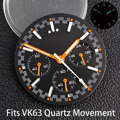 39.7mm Case Watches Metal Case Fits VK63 Movement Accessories Sapphire Glass Equipped With Bezel And Strap VK63 Dial
