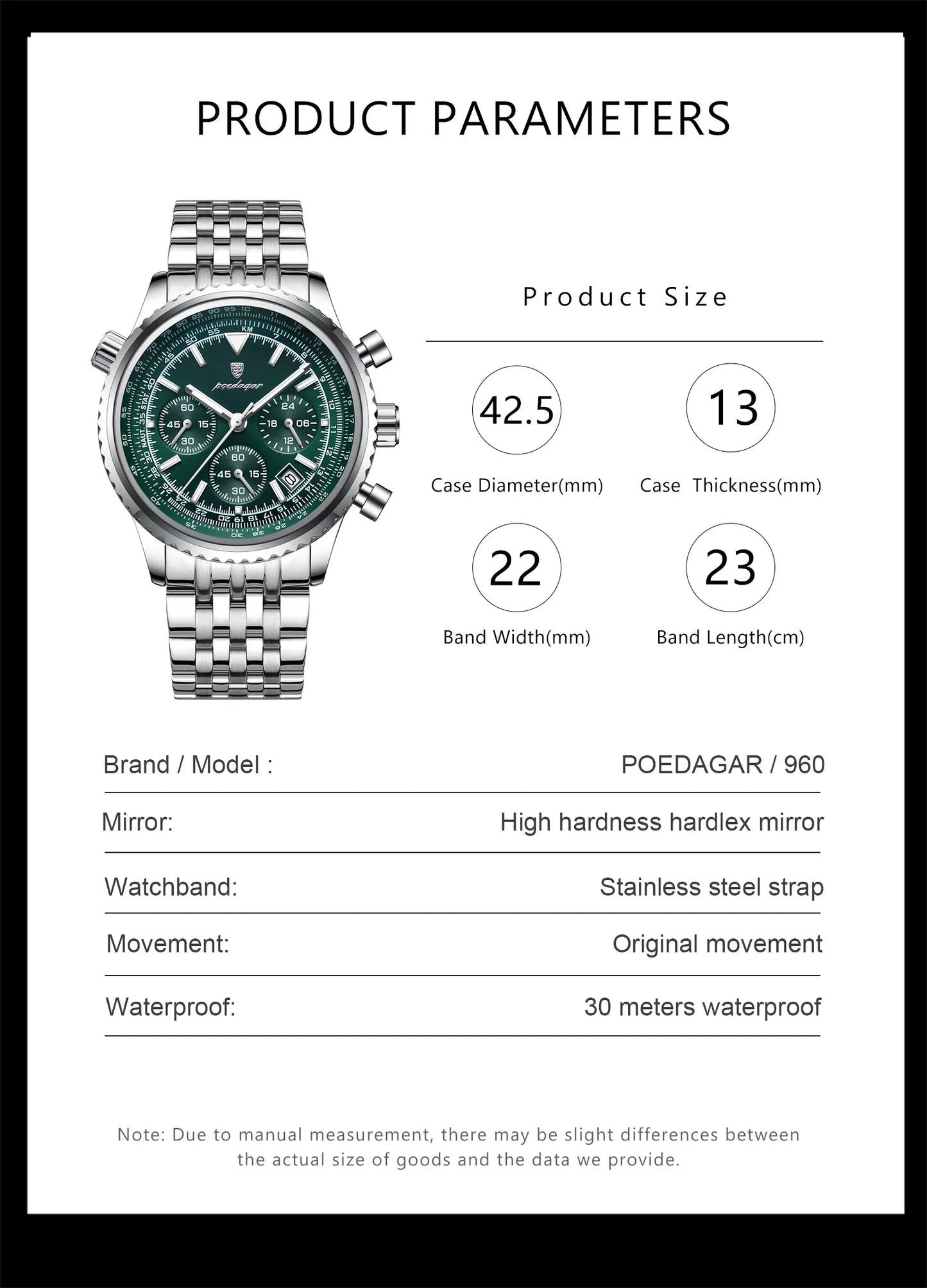 POEDAGAR Luxury Watches For Man Date Chronograph Stainless Steel Sport Men Watch Waterproof Luminous Quartz Military Men's Watch