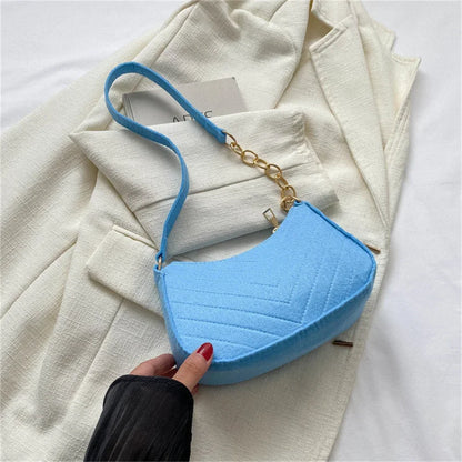 Women's Mini Felt Shoulder Bag - Ergonomic Underarm Saddlebag Purse Shoulder Pouch Simple Light Weigh Underarm Bag