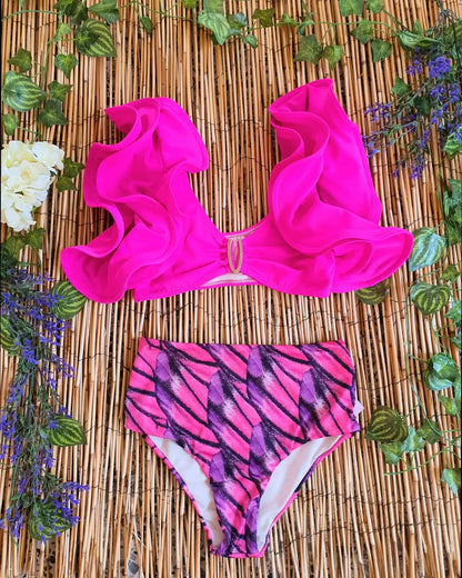 High Waist Ruffled Sexy Bikini Set 2025 Flounce Biquini Swimwear Women Two Pieces Swimsuit Floral Beachwear V-Neck Bathing Suit