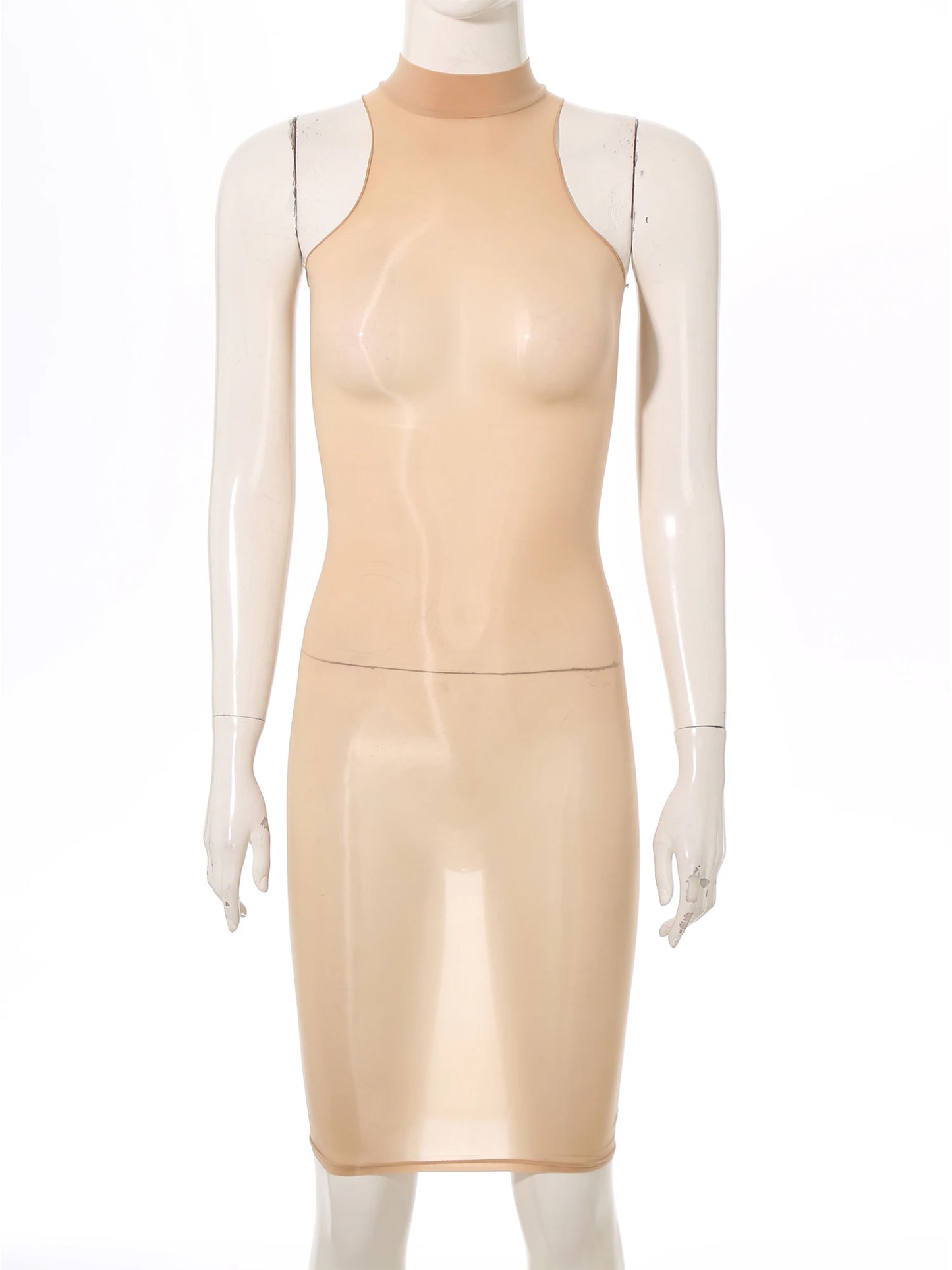 Womens See Though Bodycon Dress Sexy Lingerie Nightwear Long Sleeve Stretchy Glossy Dresses Tempting Party Pole Dancing Clubwear