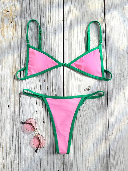 Miyouj Bandage Swimwear Summer Swimsuit High Cut Bikini Set Solid Sexy 2-Piece Suit New Bathsuit Hollow Out Thongs Beachwear