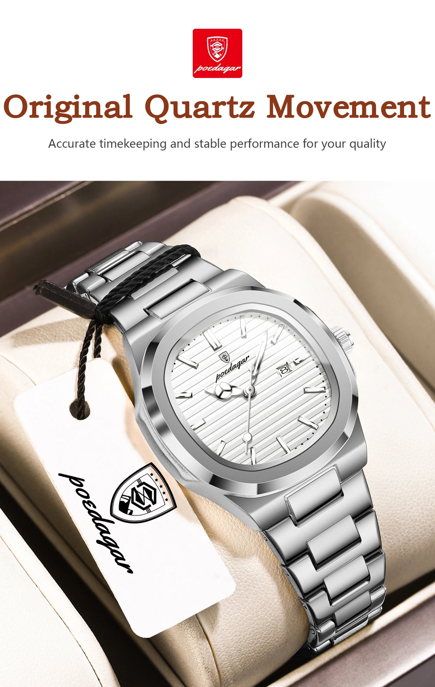 POEDAGAR Elegant Women's Watch Waterproof Luminous Date Fashion Ladies Wristwatch Stainless Steel Quartz Watches For Woman Reloj