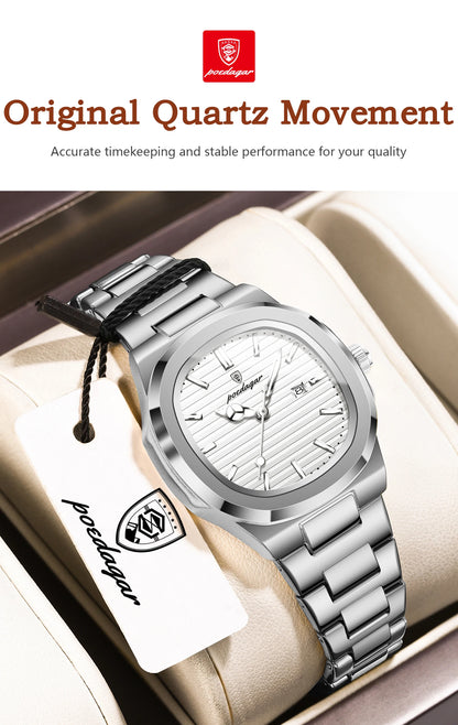 POEDAGAR Elegant Women's Watch Waterproof Luminous Date Fashion Ladies Wristwatch Stainless Steel Quartz Watches For Woman Reloj