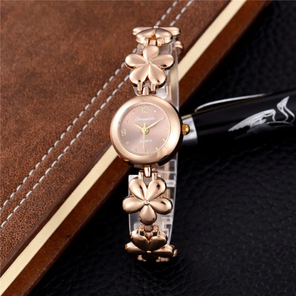 Top Brand Luxury Women's Watches Fashion Flower Bracelet Rose Gold Ladies Quartz Wristwatch Elegant Female Clock montre femme