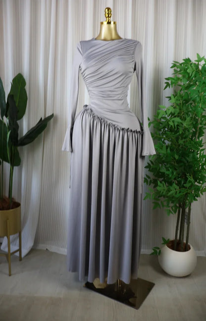 CM.YAYA Women Full Sleeve O-neck Elegant Long Dress Edible Tree Fungus Sweet Holiday Beach Evening Sexy Party Dresses Vestidos