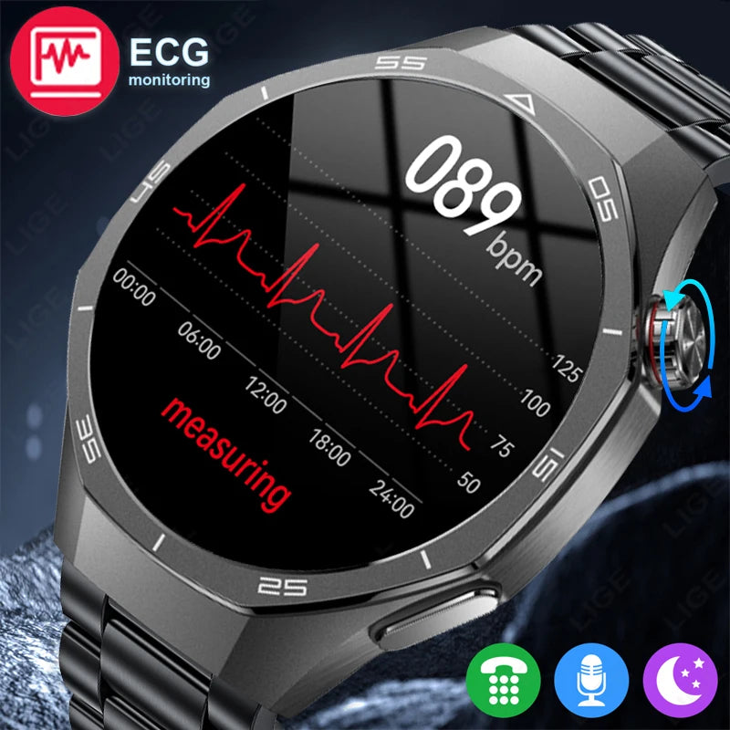 LIGE New ECG Men's Smart Watch HD Screen Heart Rate Health Smart Watches Bluetooth Call Smartwatch For Men Women Holiday Gifts