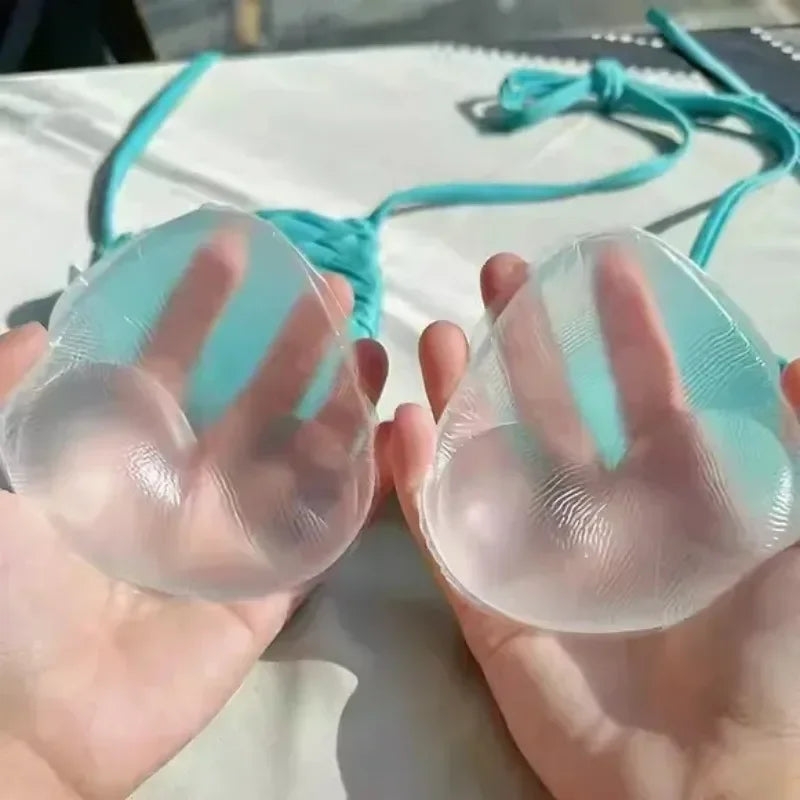 2pcs New Chest Sticky Bra for Bikini Thicken Sponge Bra Pads Breast Push Up Silicone Removeable Inserts Swimsuit Invisible Bra