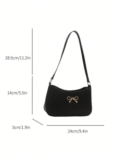 Women Handbag, New Autumn/Winter Commuting Shoulder Under-Arm Bag, Korean Fashion Crossbody Bag with Bow Decoration