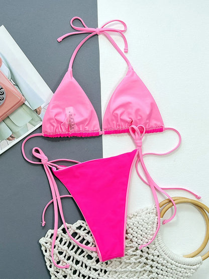 Sexy Leopard Micro Bikini 2025 Women Swimsuit Female Swimwear Thong Bikinis Set Brazilian Halter Beach Wear Lace Up Bathing Suit