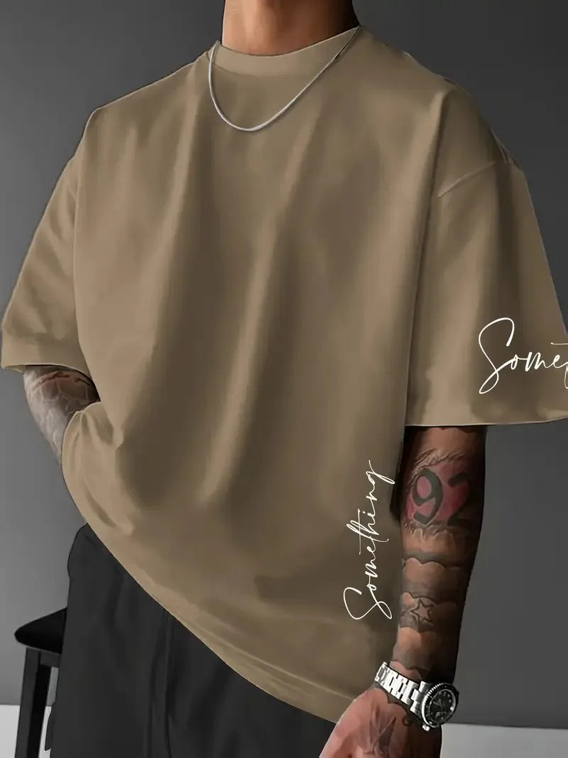 The 2026 summer new men's T-shirt features a casual fashionable comfortable soft and breathable 3D striped pattern print