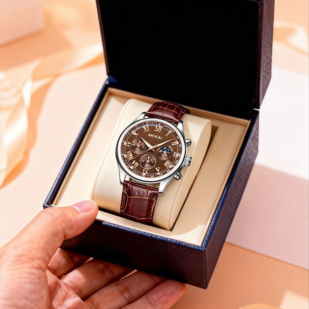 Luxury Men Business Watches Fashion Leather Strap Round Dial Male's Analog Quartz Wristwatch Reloj Hombre（Without Box）