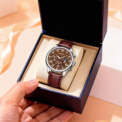Luxury Men Business Watches Fashion Leather Strap Round Dial Male's Analog Quartz Wristwatch Reloj Hombre（Without Box）