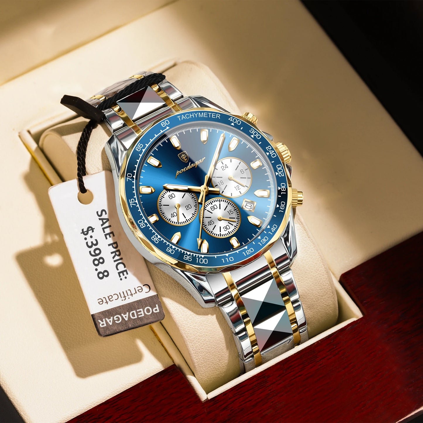 POEDAGAR Top Luxury Men Watch Chronograph Waterproof Luminous Date Man Watch Stainless Steel Sports Fashion Quartz Men's Watches