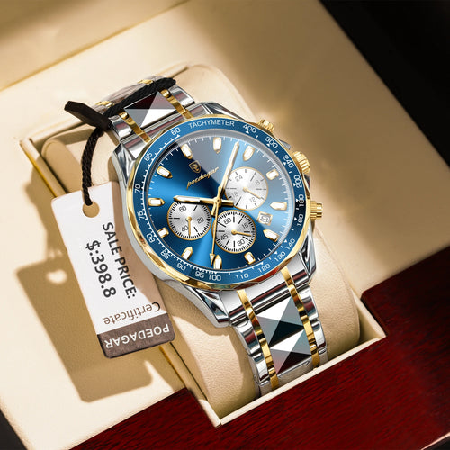 POEDAGAR Top Luxury Men Watch Chronograph Waterproof Luminous Date Man Watch Stainless Steel Sports Fashion Quartz Men's Watches