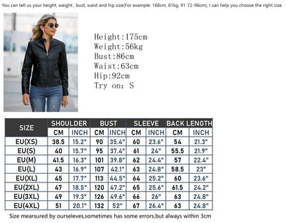 Faux Leather Jacket Women 2026 Autumn Spring Women's Moto Biker Jacket Red Black Coat Brown Purple Blue 3xl 4xl Coffee XS Beige