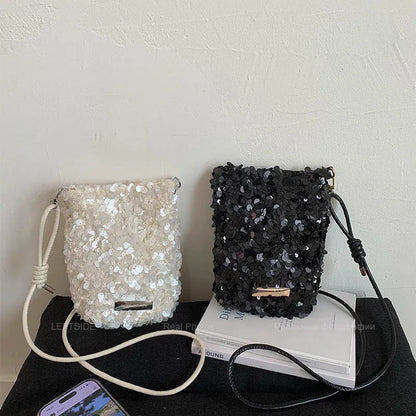 LEFTSIDE Mini Sequins Shoulder Bags for Women 2025 Designer New Evening Party Bling Bling Crossbody Bag Handbags and Purses