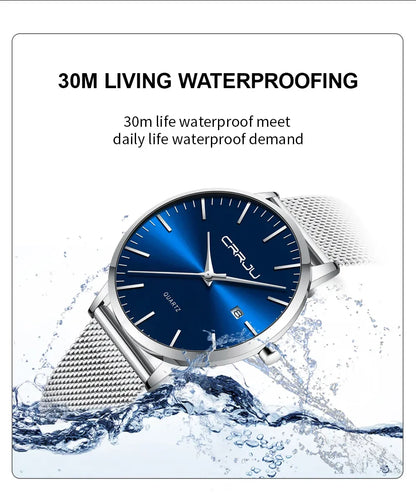 Watch for Men, Stainless Steel 40mm with Mesh Strap Mens Watches,Classic Ultra Slim 7mm Men's Wrist Watches Automatic Minimalist