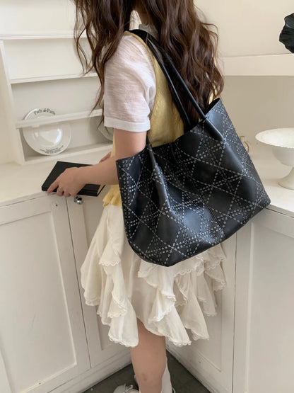 Women's handbag tote bag，2026New Fashionable Quilted Single-Shoulder Tote Bag，Women's large-capacity mother-and-daughter bag, hi