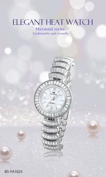 UTHAI Women Watch Light Luxury Brand Female Bracelet Exquisite Mermaid Full Diamond Waterproof Ladies Fashion Quartz Watches