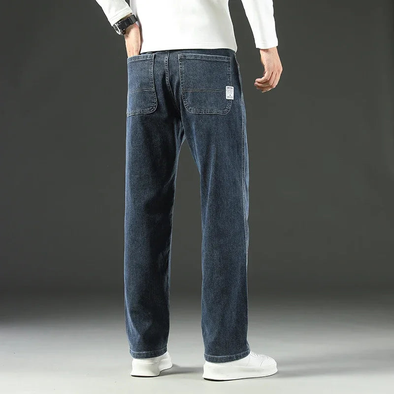 2026 New Spring and Autumn Men's Jeans, Loose, Comfortable, Straight, Business Casual, Versatile Wide-leg Business Trousers