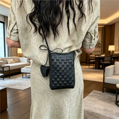 Women's Bag PU designer luxury bags woman 2026 Shoulder bags Fashion niche woven minimalist crossbody bag Wallet