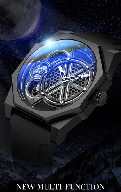 Pentagram Rotation Designer Luxury Luminous Automatic Movement Mechanical Clock High Quality Waterproof Silicone Men's Watches