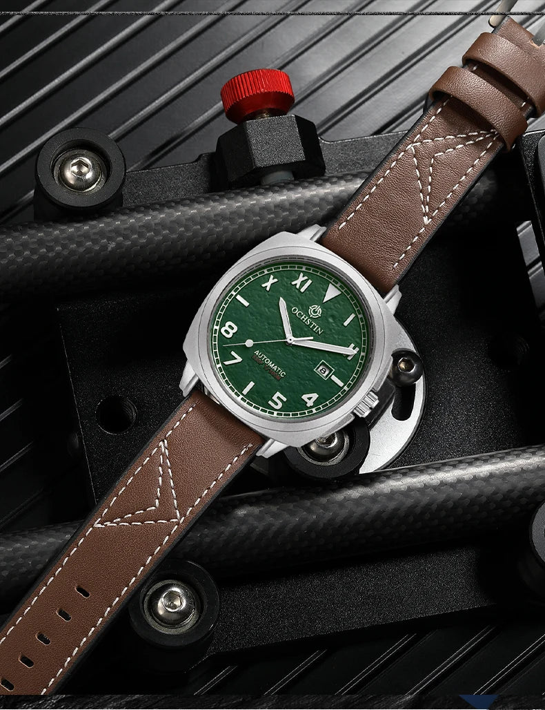 OCHSTIN Men's Automatic Mechanical Movement Watches Man Leather Strap Wristwatch Waterproof Master Series Luminous Hand Watch