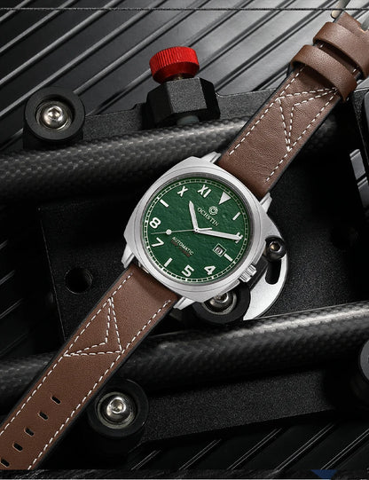 OCHSTIN Men's Automatic Mechanical Movement Watches Man Leather Strap Wristwatch Waterproof Master Series Luminous Hand Watch