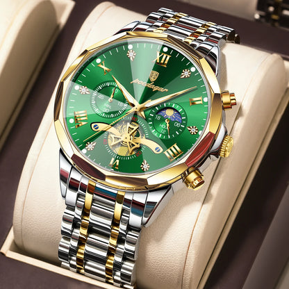 POEDAGAR Luxury Men Clock Waterproof Luminous Chronograph Sport Man Wristwatch Stainless Steel Fahion Quartz Men's Watches Reloj