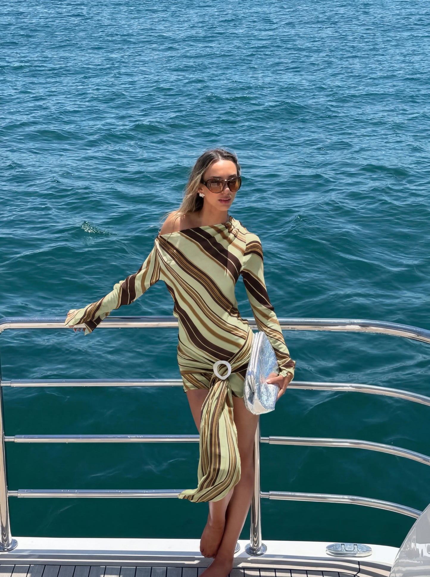 2026 New High Quality Sloping Shoulders Dress Bikini Sexy Women Swimsuit Striped Print Swimwear Dress Bikini Bathing Swimsuit