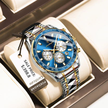POEDAGAR Top Luxury Men Watch Chronograph Waterproof Luminous Date Man Watch Stainless Steel Sports Fashion Quartz Men's Watches