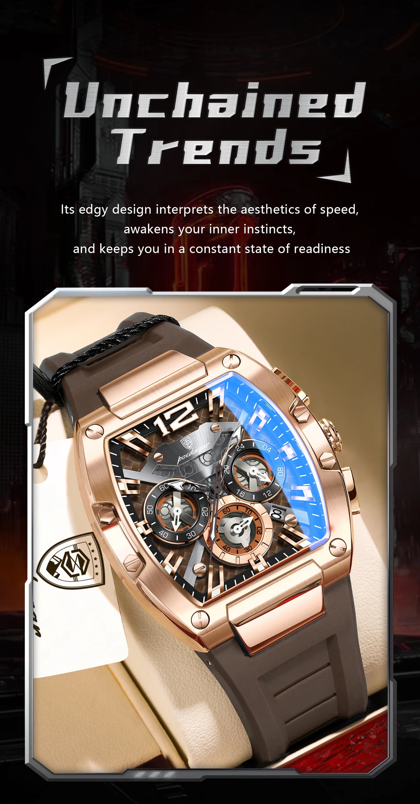 POEDAGAR Fashion Military Men's Watches Luminous Waterproof Date Sports Male Clock Chronograph Silicone Quartz Luxury Wristwatch