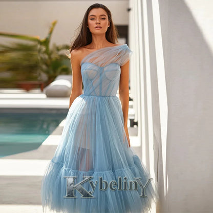 Kybeliny Luxury Rhinestones Graduation Dresses Mermaid Pleat Tulle Off the Shoulder Vestidos de Graduacion Customization