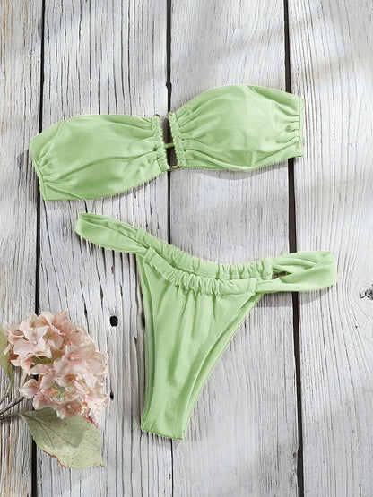 Solid Color Bikinis Set Triangle Swimwear Women 2026 Bandage Swimsuit Patchwork Bathing Suit Beach Biquini Mujer Swimming Wear