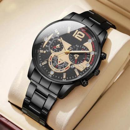Fashion Decorative Three-eyes Dial Men Business Watches Luxury Quartz Wristwatches with Calendar Clock Reloj Hombre（Without Box）