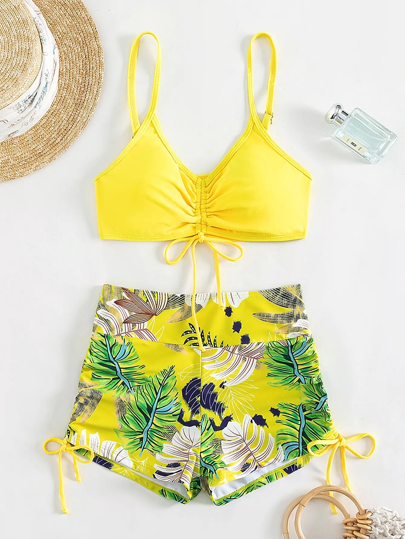 Drawstring Front Shorts Bikinis 2026 High Waist Swimsuit Women Swimwear Female Bathers Bathing Swimming Swim Suit Beachwear
