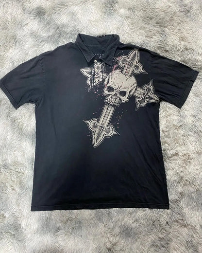Street Style Women Tops Short Sleeve Summer Retro gothic style haute Highend design stamp duty y2k Punk Style  korean fashion