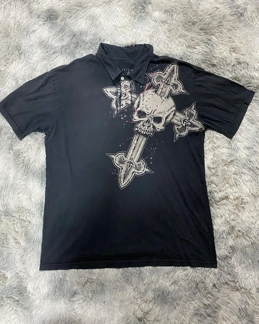 Street Style Women Tops Short Sleeve Summer Retro gothic style haute Highend design stamp duty y2k Punk Style  korean fashion