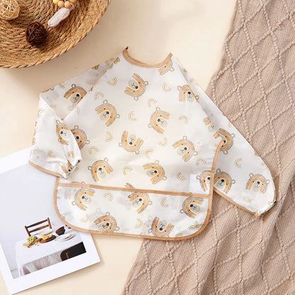 Elinfant 1PC Long Sleeve Bibs, Waterproof Feeding Bibs,Washable Burp Cloth,Coveralls Bibs,Easy To Clean,Wash-Free Eating Bibs