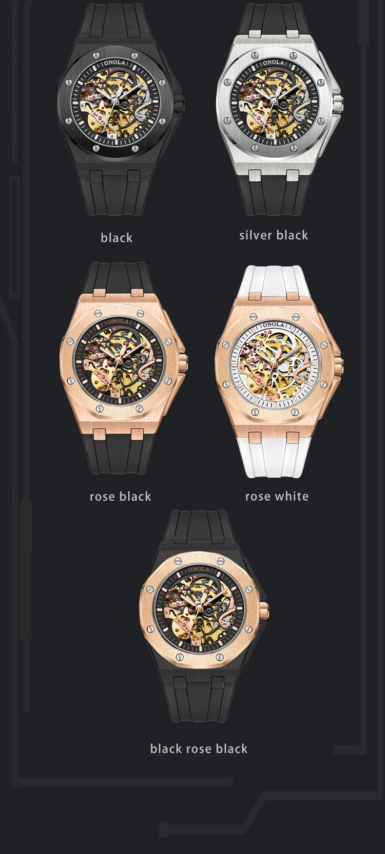 ONOLA Watch Top Brand Luxury Sports Men Wristwatch Waterproof  Automatic Mechanical Watches Relogio Masculino