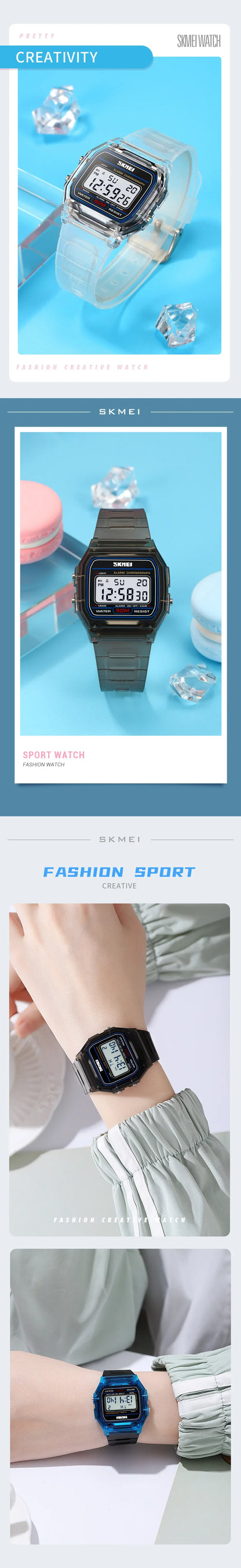 SKMEI 2056 Waterproof Sports Watch for Men Women Electronic Countdown Boy Girl Digital Date Wristwatches Woman Reloj Masculino