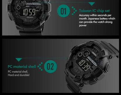 SKMEI 1243 Men Multifunction 5Bar Waterproof PU Strap LED Display Watches Chrono Digital Watch reloj hombre Outdoor Sport Watch