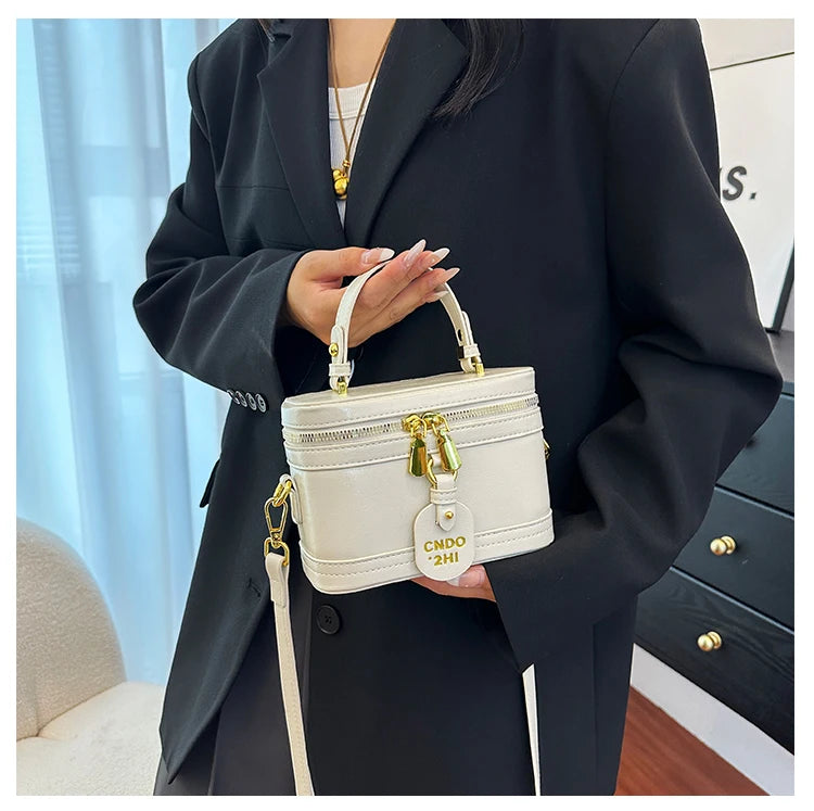 Women Fashion Tote Bucket Bags Solid Clor PU Leather Delicate Small Square Pack 2024 Trendy Female Crossbody Bag