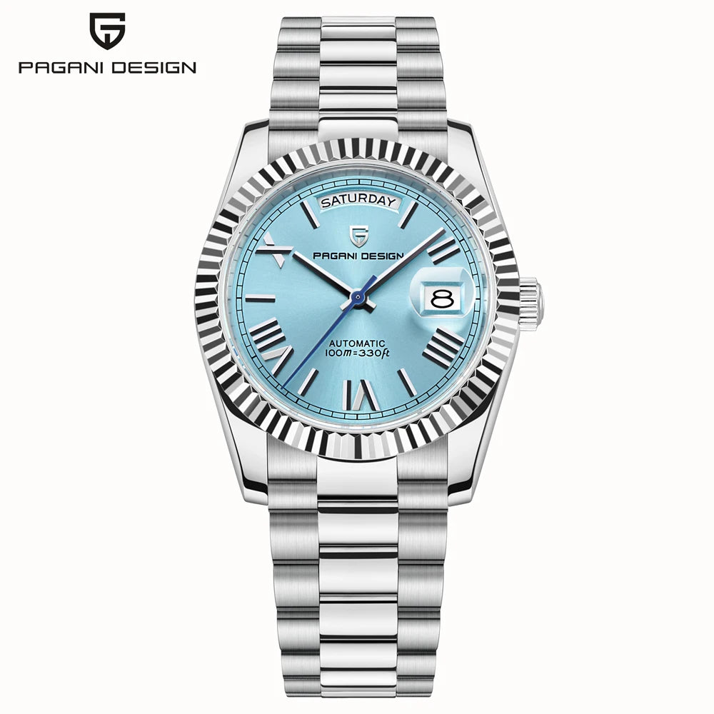 PAGANI DESIGN Watches Pure White Dial Mechanical Watch For Men 2025 New Luxury Sapphire Crystal Automatic Stainless Steel Clock