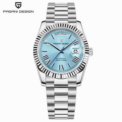 PAGANI DESIGN Watches Pure White Dial Mechanical Watch For Men 2025 New Luxury Sapphire Crystal Automatic Stainless Steel Clock