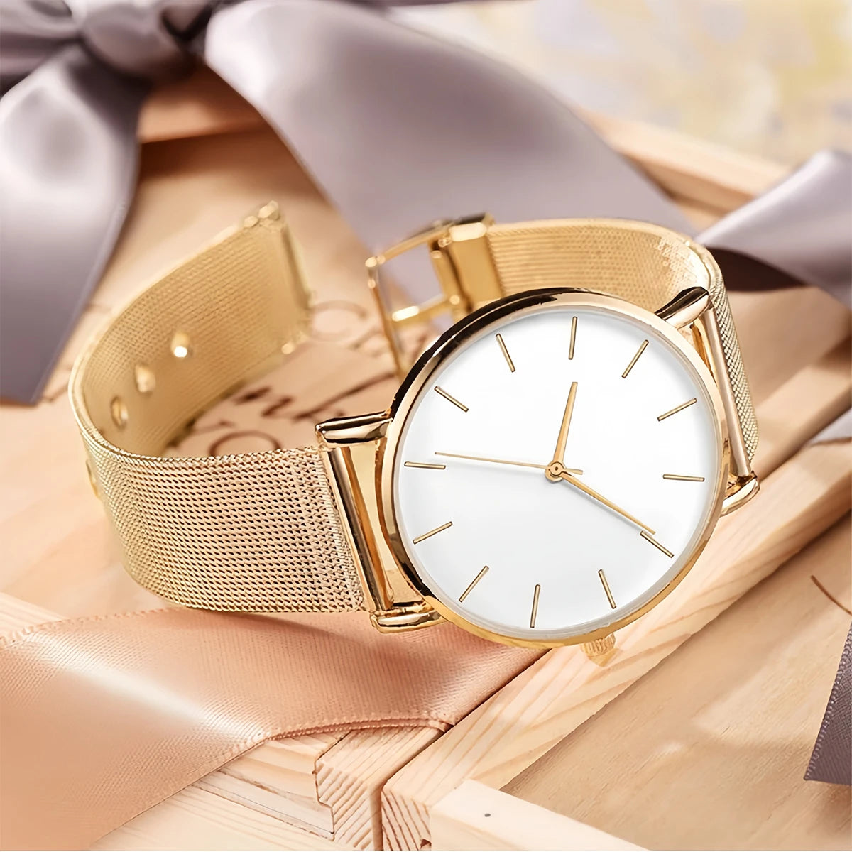 Top Brand Luxury Watches Women Fashion Stainless Steel Mesh Belt Quartz Wristwatch Simple Casual Ladies Clock Gift Montre Femme