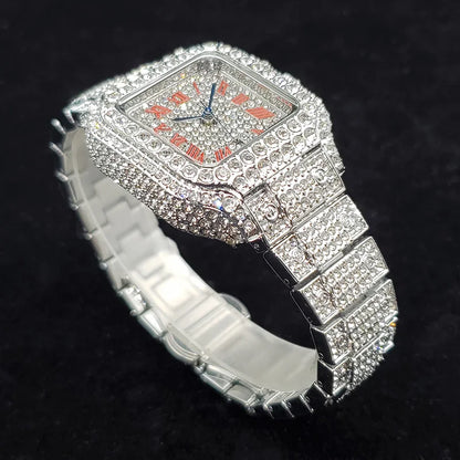 Luxury Full Diamond Watches Women Fashion Bling Silver Stainless Steel Quartz Wristwatch Iced Out Shiny Jewelry Watch 2026 New