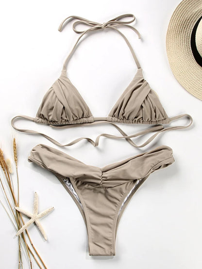 Zrtak Sexy Handwork Bikinis Small Ruffle Swimsuit 2025 Vintage Print Swimwear Women Bathing Suit Patchwork Bikini Set String