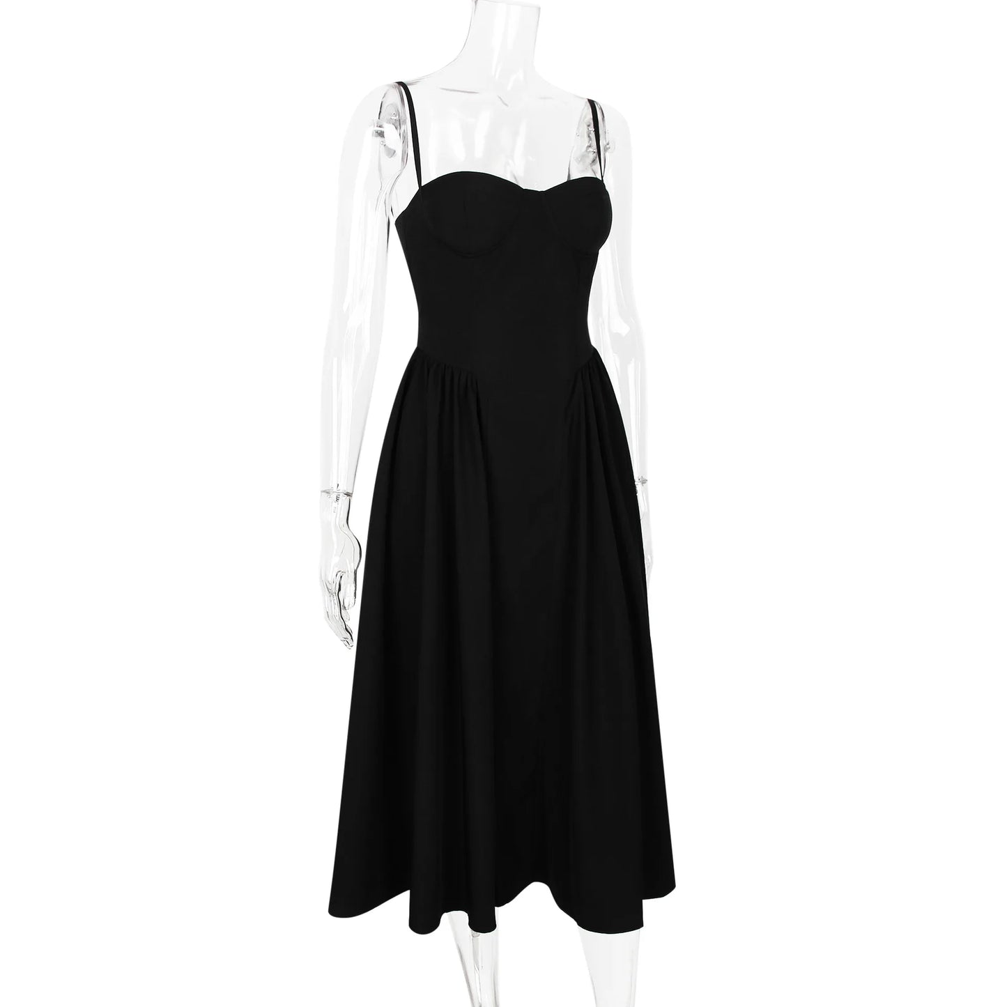 Suninheart Spaghetti Strap Summer Party Dresses 2025 New Arrivals Fit and Flare Elegant Midi Dress Red Night Date Dress